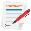 Paper contract with pen and signature