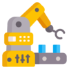 Graphic of machinery working on production line.